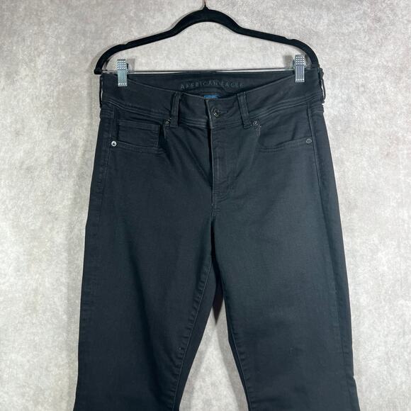 American Eagle Kick Boot Jeans Womens 12 Black Denim Stretch Mid Rise Everyday - Picture 2 of 14